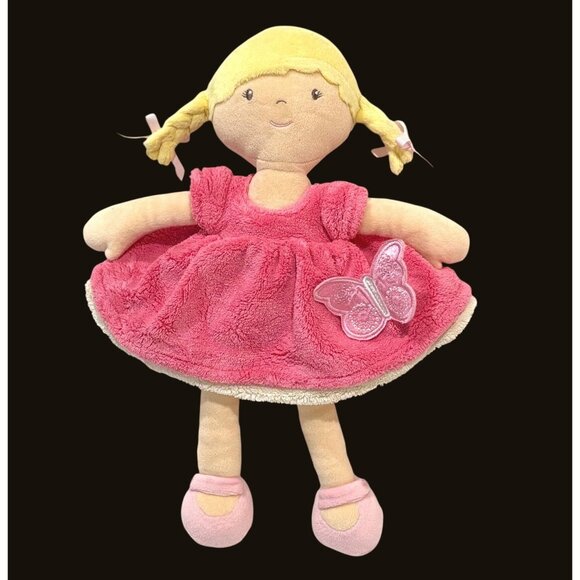 15" Bonikka blonde soft baby doll pink butterfly dress plush crib toy plush Home - Picture 1 of 12